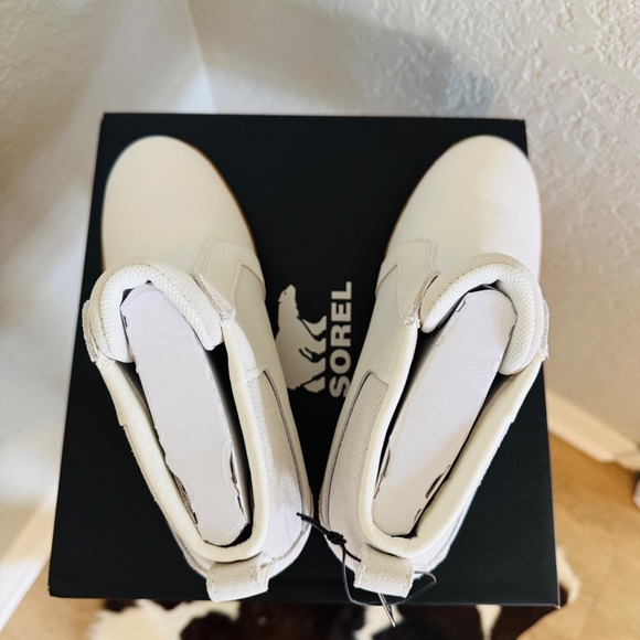 Sorel Out N About Wedge Leather Bootie, Ankle Boots White/Sea‎ Salt, Size 8, NWT - Picture 6 of 15